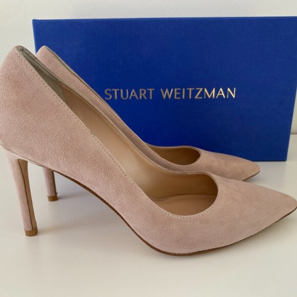 (LIKE NEW ) STUART WEITZMAN |LEIGH 95 | SUEDE BABY PINK - Picture 5 of 17
